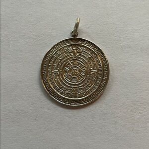Vintage Sterling Silver Aztec Calendar Pendant